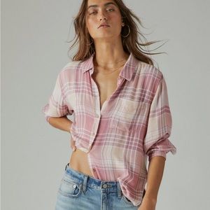 Lucky Brand Pink Flannel Shirt. Medium.